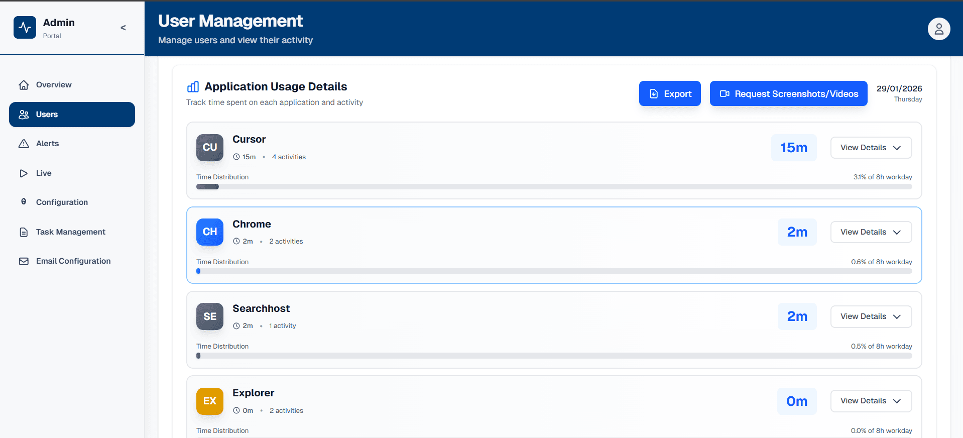 Application and tabs tracking